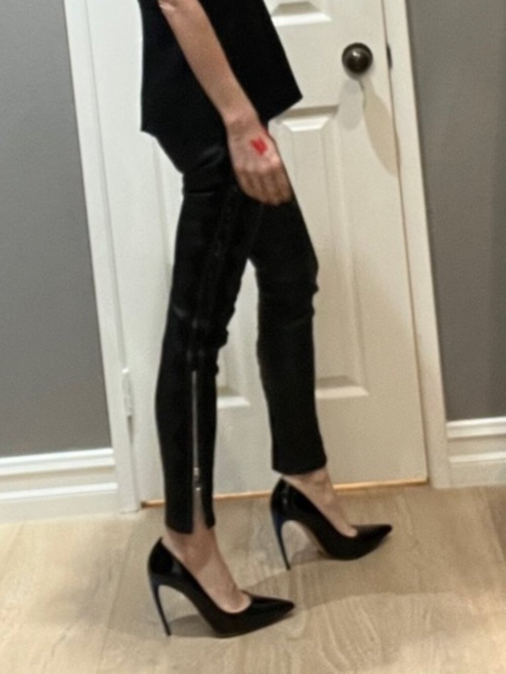 Alexander McQueen lace trim skinny leather pants size 40